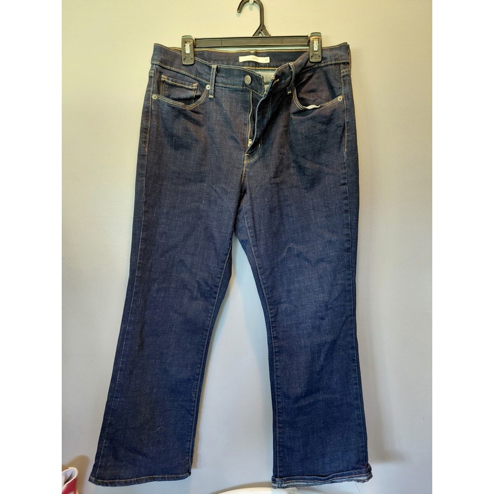 94-Levi's Waterless Classic Bootcut Jeans Women's 12 32W Dark Wash Blue Denim